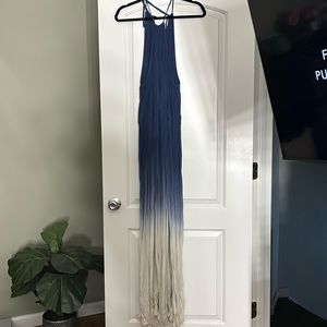 Blue ombré dress keyhole back